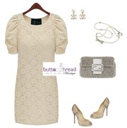 Pearl White Elegance Lace Mini Dress With Slip