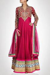 Buy Rose Pink Long Length Anarkali Suit with Pink Border Online