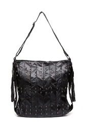 Black Geometrical Patches Leather Jointed Women Purse Hobo Bag with sk