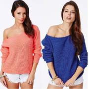 Women's Full Sleeve Off Shoulder Pullover Sweaters