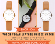 British design with ethics,  Votch vegan leather unisex watch 