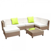5 pcs Brown Wicker Rattan 4 SeaterSet Beige-Outdoor furniture sale