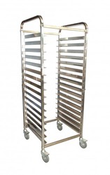 Baker Stainless Steel Single Gastronorm Trolley W/ 30 X 460X330mm Alum