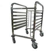 Baker Stainless Steel Single Gastronorm Trolley W/ 12 X 460X330mm Alum