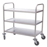 Vogue Stainless Steel 3 Tier Clearing Trolley Medium