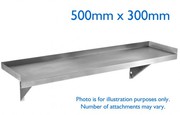 500mm X 300mm Stainless Steel Wall Mounted Shelf W/ Side Wall