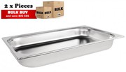 2Pcs S/Steel Container Gn 1/1 Gastronorm Tray Foodgrade 65mm Deep