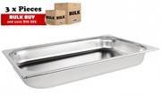 3Pcs S/Steel Container Gn 1/1 Gastronorm Tray Foodgrade 65mm Deep