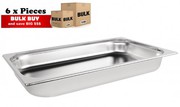 6Pcs S/Steel Container Gn 1/1 Gastronorm Tray Foodgrade 65mm Deep