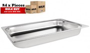 24Pcs S/Steel Container Gn 1/1 Gastronorm Tray Foodgrade 65mm Deep
