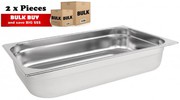 2Pcs S/Steel Container Gn 1/1 Gastronorm Tray Foodgrade 100mm Deep