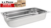 3Pcs S/Steel Container Gn 1/1 Gastronorm Tray Foodgrade 100mm Deep