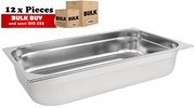 12Pcs S/Steel Container Gn 1/1 Gastronorm Tray Foodgrade 100mm Deep