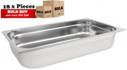 18Pcs S/Steel Container Gn 1/1 Gastronorm Tray Foodgrade 100mm Deep