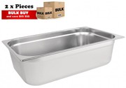 2Pcs S/Steel Container Gn 1/1 Gastronorm Tray Foodgrade 150mm Deep