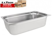 5Pcs S/Steel Container Gn 1/1 Gastronorm Tray Foodgrade 150mm Deep
