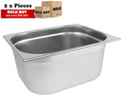 2Pcs S/Steel Container Gn 1/2 Gastronorm Tray Foodgrade 150mm Deep