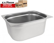 4Pcs S/Steel Container Gn 1/2 Gastronorm Tray Foodgrade 150mm Deep