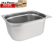 12Pcs S/Steel Container Gn 1/2 Gastronorm Tray Foodgrade 150mm Deep