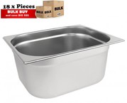 18Pcs S/Steel Container Gn 1/2 Gastronorm Tray Foodgrade 150mm Deep