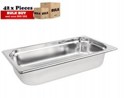 42Pcs S/Steel Container Gn 1/3 Gastronorm Tray Foodgrade 65mm Deep