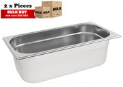 2Pcs S/Steel Container Gn 1/3 Gastronorm Tray Foodgrade 100mm Deep