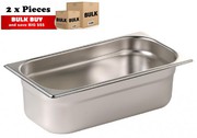 2Pcs S/Steel Container Gn 1/3 Gastronorm Tray Foodgrade 150mm Deep