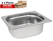 2Pcs S/Steel Container Gn 1/6 Gastronorm Tray Foodgrade 65mm Deep