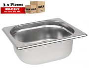 3Pcs S/Steel Container Gn 1/6 Gastronorm Tray Foodgrade 65mm Deep