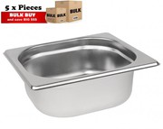 5Pcs S/Steel Container Gn 1/6 Gastronorm Tray Foodgrade 65mm Deep