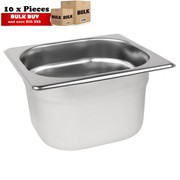 10Pcs S/Steel Container Gn 1/6 Gastronorm Tray Foodgrade 100mm Deep