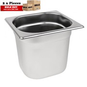 2Pcs S/Steel Container Gn 1/6 Gastronorm Tray Foodgrade 150mm Deep