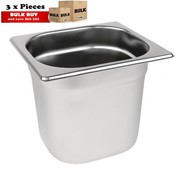 3Pcs S/Steel Container Gn 1/6 Gastronorm Tray Foodgrade 150mm Deep