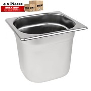 4Pcs S/Steel Container Gn 1/6 Gastronorm Tray Foodgrade 150mm Deep