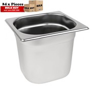 24Pcs S/Steel Container Gn 1/6 Gastronorm Tray Foodgrade 150mm Deep