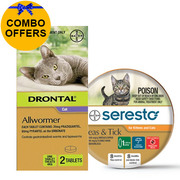 SERESTO FLEA COLLAR + DRONTAL ALLWORMER FOR CATS COMBO PACK