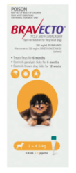 Buy Bravecto Spot On for X-Small Dogs (2 - 4.5 kg) Yellow Pack