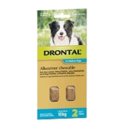 Buy Drontal Wormers Chewable For Dogs Up To 10Kg (Aqua) 2 Chews Online