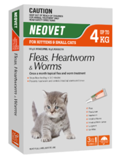 Neovet Flea and Worming For Kittens and Small Cats Upto 4kg Orange 